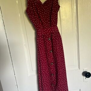 Polka Dot Sleeveless Dress - Red